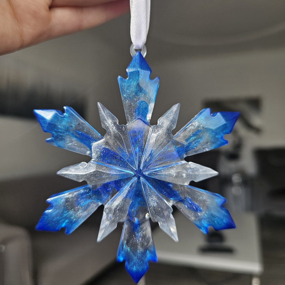 2/15$ Blue and Silver Snowflake Ornament